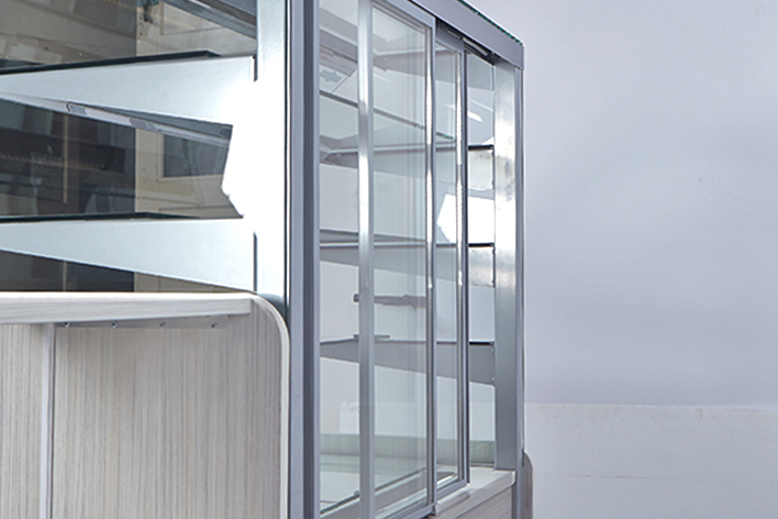 sliding doors in confectionary  display cases